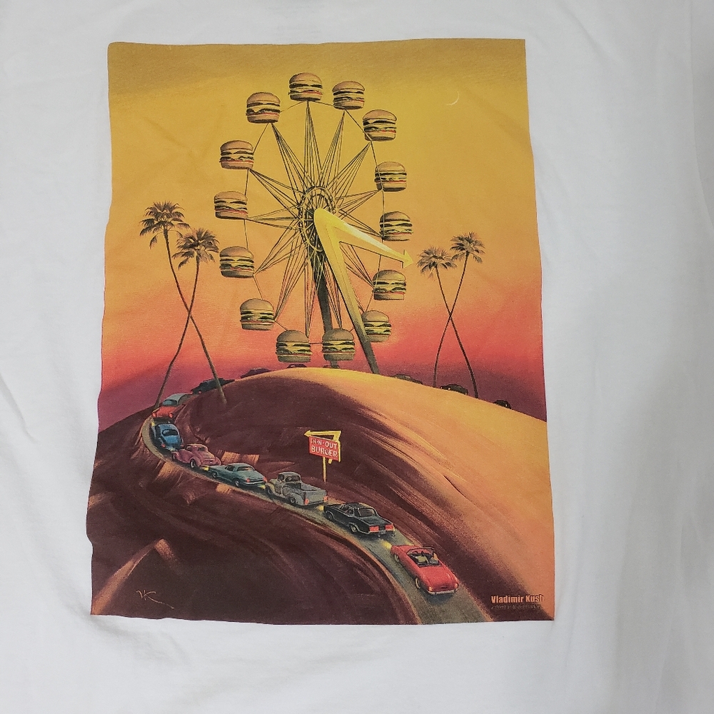 In-N-Out 2019 T-Shirt by Vladimir Kush with Ferris Wheel Graphic Men's L White - Picture 6 of 7